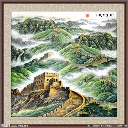 国画长城国画万里长城国画山水画图片